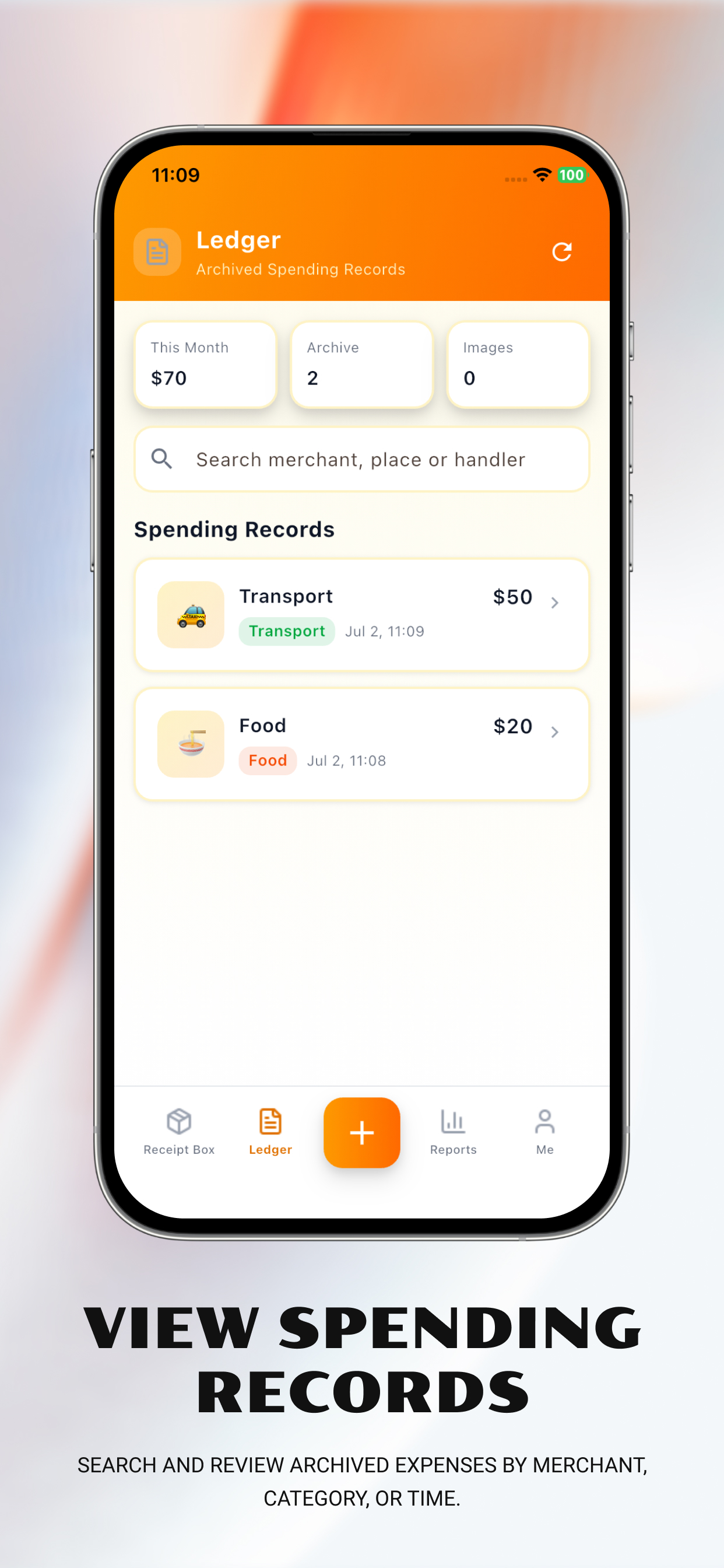 ReceiptBox Ledger Add Receipt app screenshot